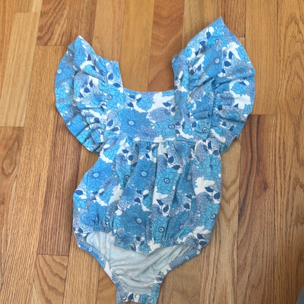 Kate Quinn Blue Floral Kids Bodysuit